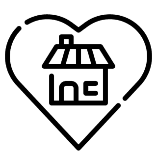 Empty black silhouette of a storage facility with multiple storage units, doors, and a chain-link fence in front.
