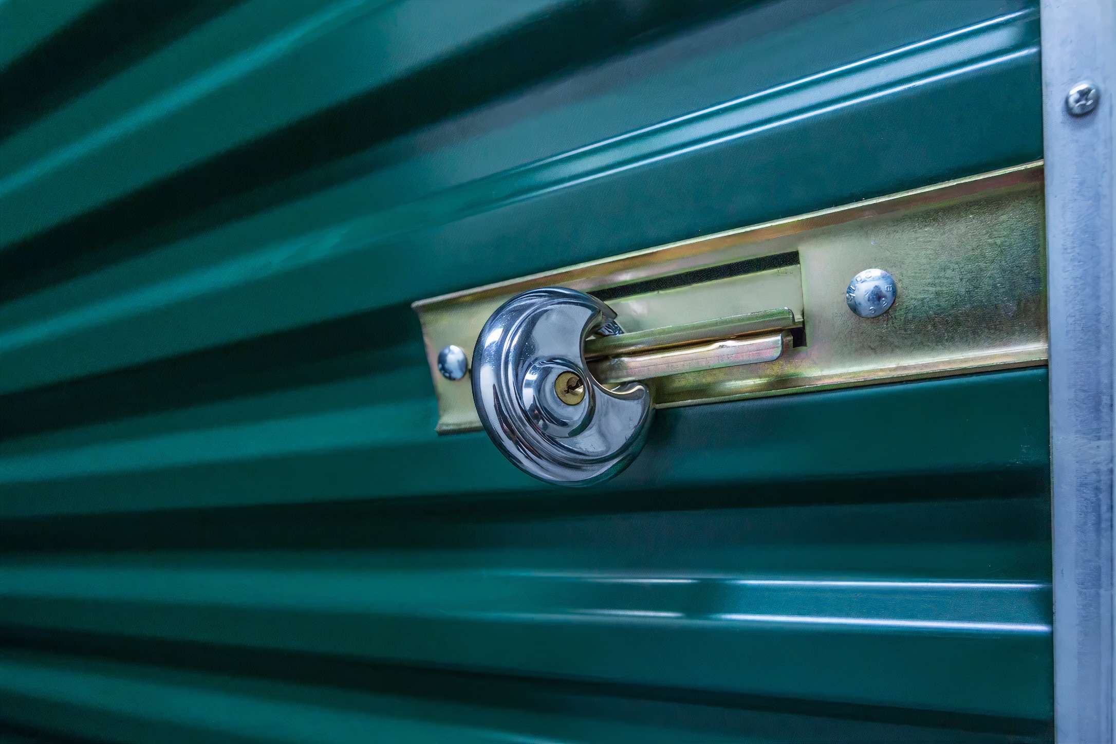 Close up of locked storage unit