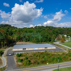 Aerial view of self storage facility and landscape
