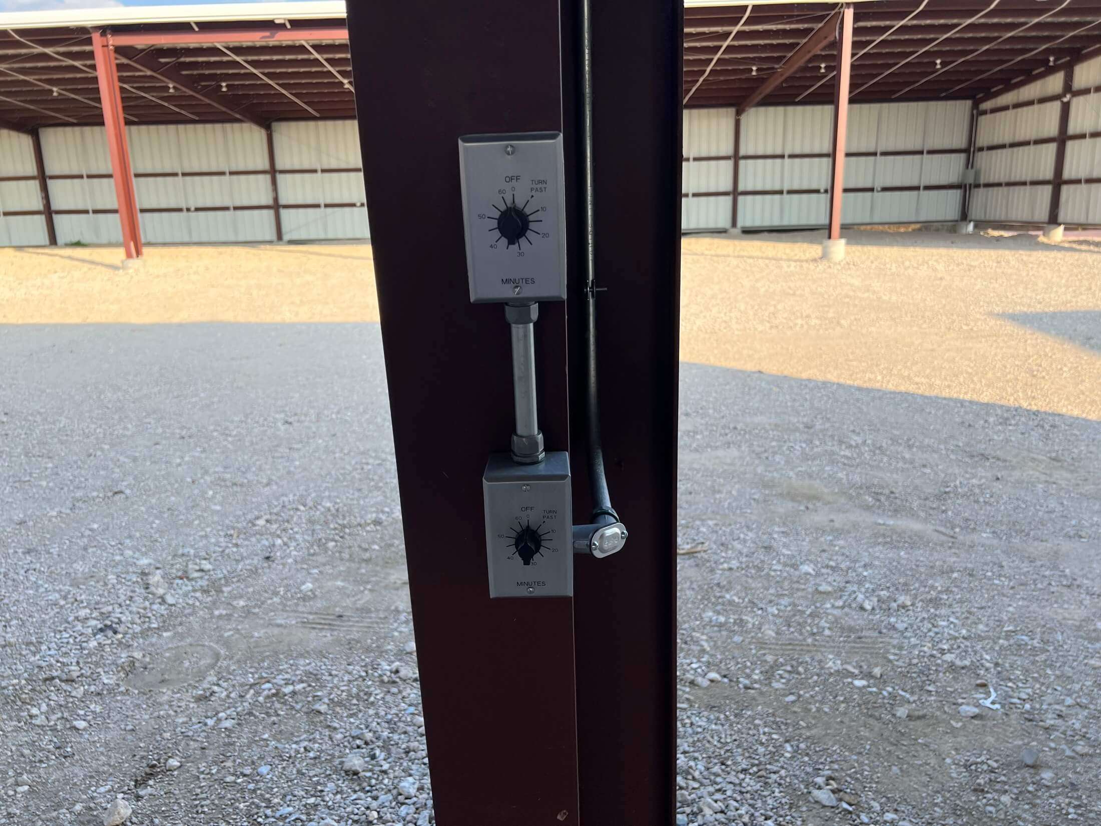 Lighting timers at covered rv parking facility